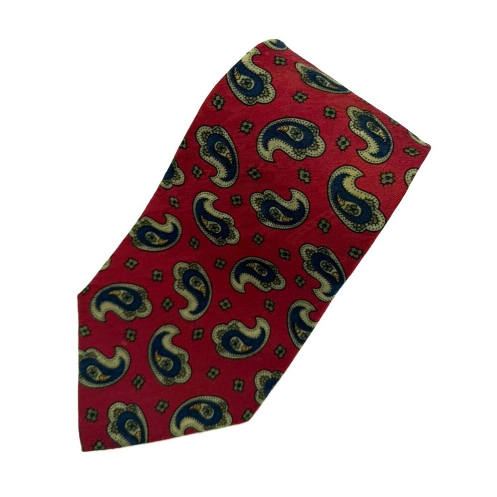 Vintage Kenneth Gordon New Orleans Silk Tie Paisley Blue Red Made in USA